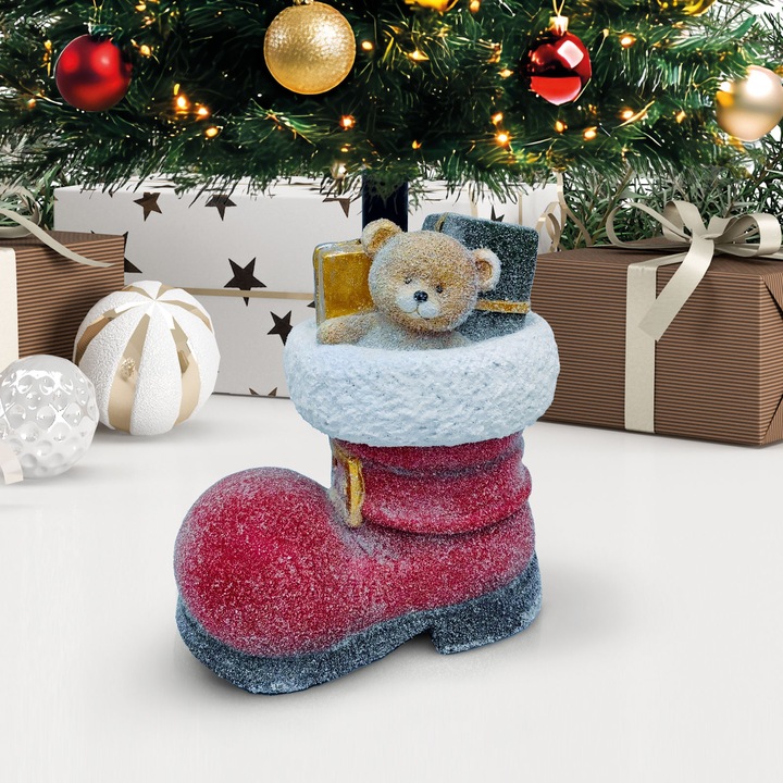 Suport pentru brad cizma, piatra artificiala, rosu, 35, 5x22, 4x45, 5cm