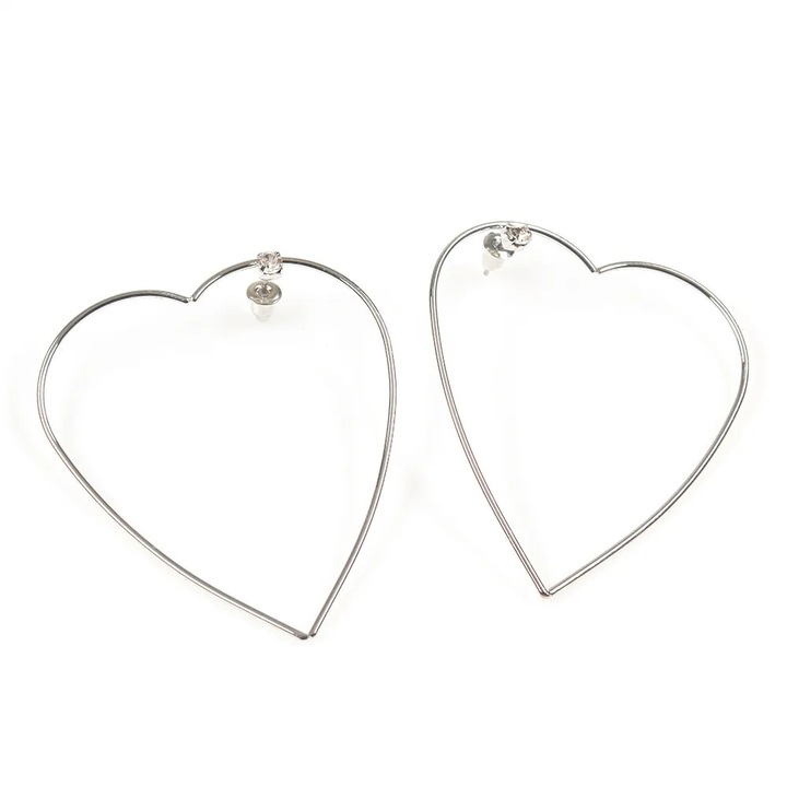Cercei argintii Meli Melo in forma de inima, 5x6cm