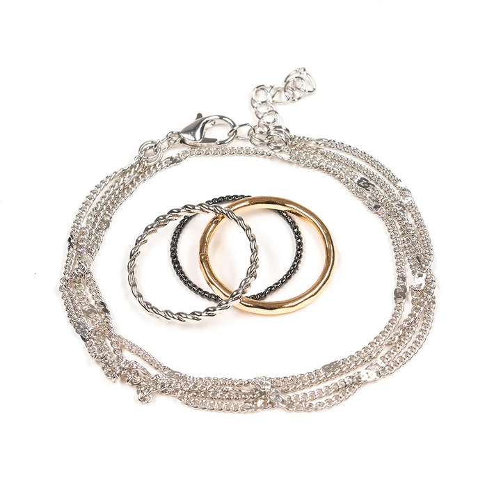 Bratara argintie Meli Melo cu lanturi multiple, 16x20cm