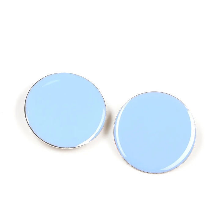 Cercei rotunzi Meli Melo, albastri, 4x4cm, design minimalist