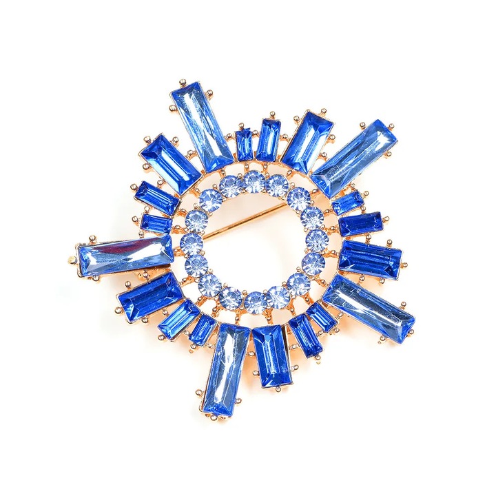 Brosă Meli Melo, albastră, acrilic, 5.5x5.5cm