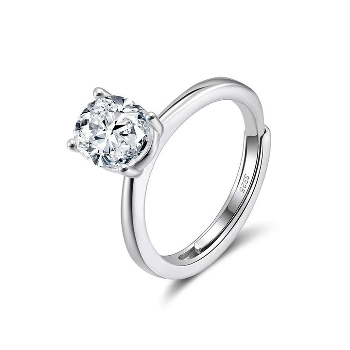 Inel de Logodna Florence, UNA VIDA, Argint 925, Moissanite 2 ct, 7x9mm