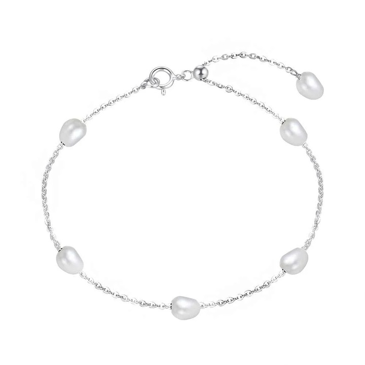 Bratara din argint 925 cu perle de cultură, design minimalist, UNA VIDA