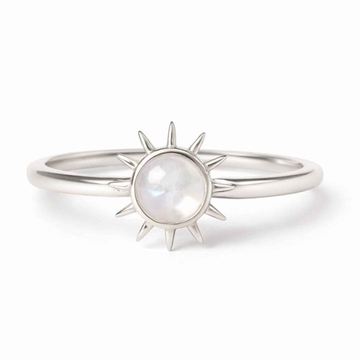 Inel Argint 925 cu Piatra Lunii si Soare, 7/54, 8/57, 9/60