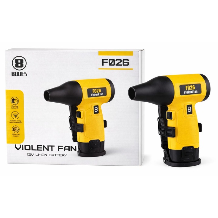 Suflanta electrica mini, 12V Li-Ion, jet aer puternic, galben-negru, compacta