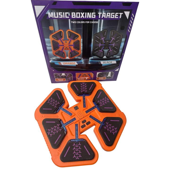 Interaktív bokszpanel, 6 megvilágított zóna, Bluetooth, 29x30x3cm