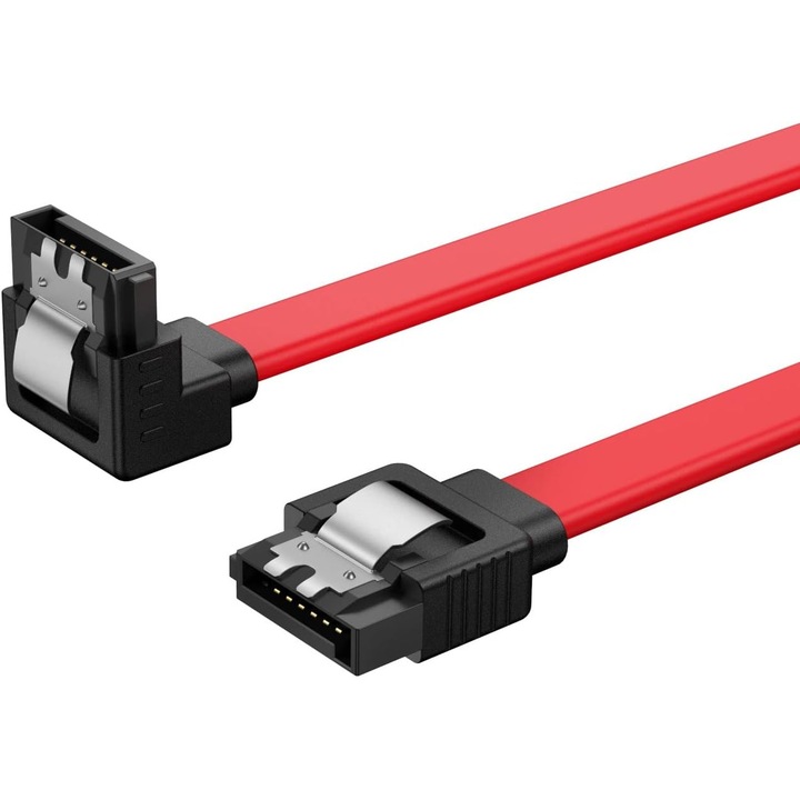 SATA III kábel, 2 db, 40cm, 6.0 Gbps, piros