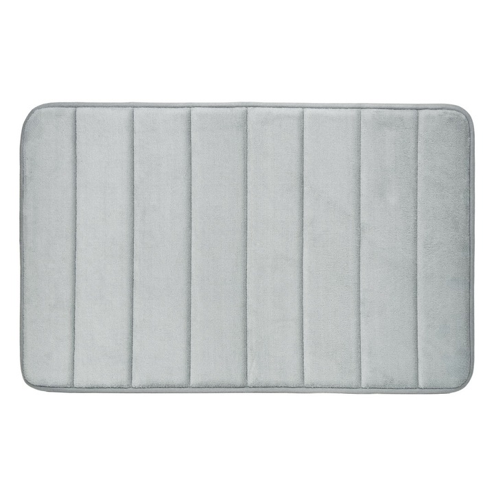 Covoras cu spuma cu memorie, Ordino, super-absorbant, pentru baie, gri, Capacitate mare de absorbtie, Baza din silicon antiderapant