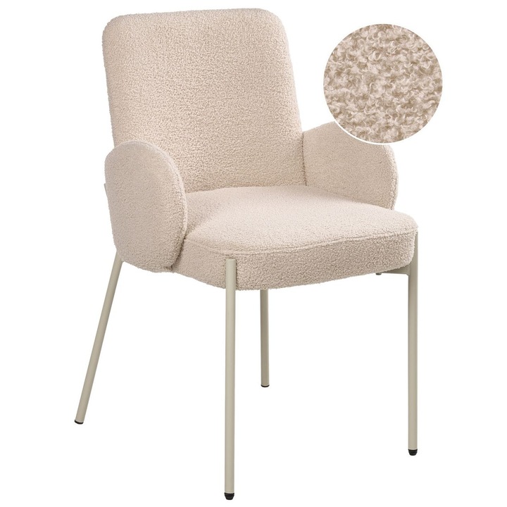 Scaun dining Magee Boucle Bej deschis