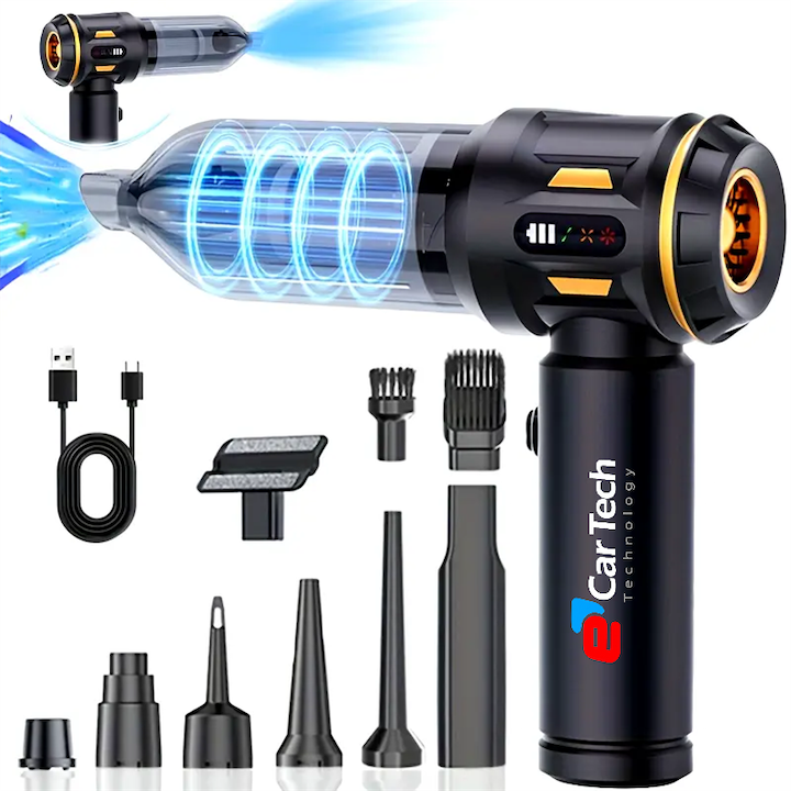 Aspirator/Suflanta Auto Portabil eCartech 120W, Multifunctional 4 in 1, Motor Brushless 18.000 Pa