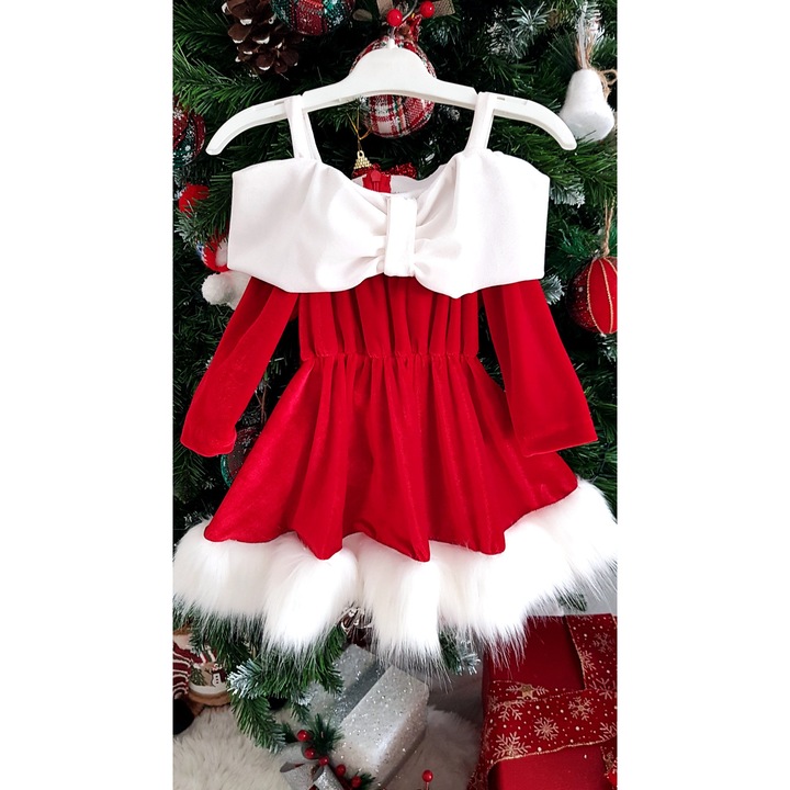 Rochie fetita cu tematica de Craciun Sweety rosu - ROSU, Rosu