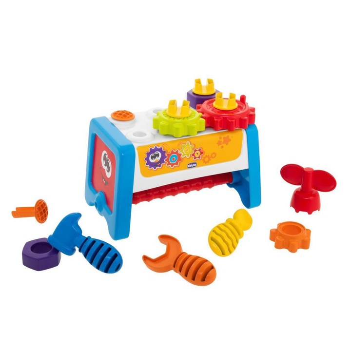 Jucarie 2 in 1 Chicco - Sortare si stivuire, Cutia cu unelte