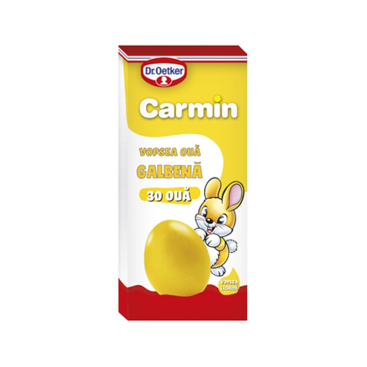 Vopsea oua Dr. Oetker Carmin galben, pentru pana la 30 oua, finisaj lucios