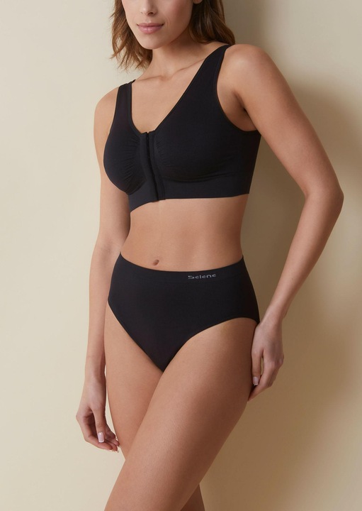 Sutien Medical, Selene, 3Xl, Destinat Dupa La San, Cupe Intarite Cu Insertii Detasabile, Finisaj Fara Cusaturi La Brau, Inchidere Frontala Cu Carlige, Negru, 3XL