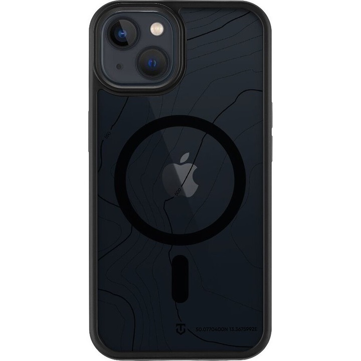 Husa telefon Tactical MagForce Hyperstealth Sika pentru iPhone 13, transparenta, functie MagSafe, standard militar MIL-STD-810 516, culoare asfalt