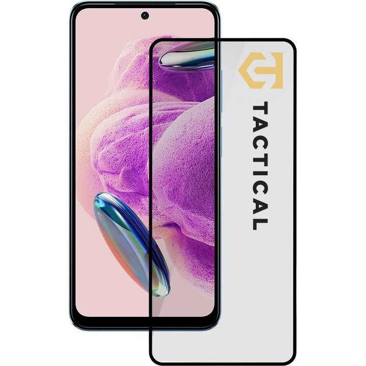 Folie protectie telefon Tactical 5D, pentru Xiaomi Redmi Note 12S, 0.33mm, rezistenta la zgarieturi, neagra