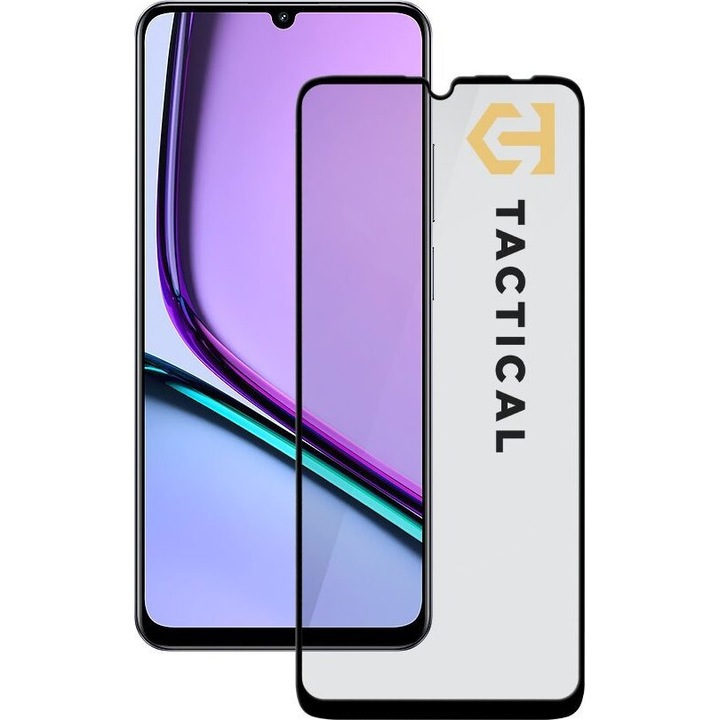 Folie de protectie Tactical 5D pentru telefon, 9H, 0.33mm, neagra, set complet de instalare