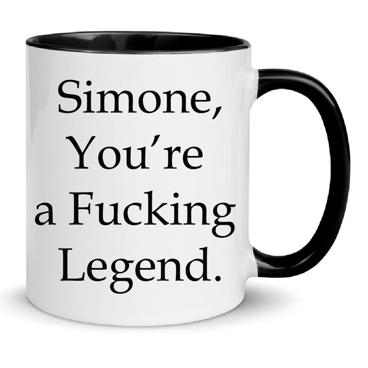 Cana ceramica Nina Simone 330ml, neagra si alba, design modern, rezistent la masina de spalat