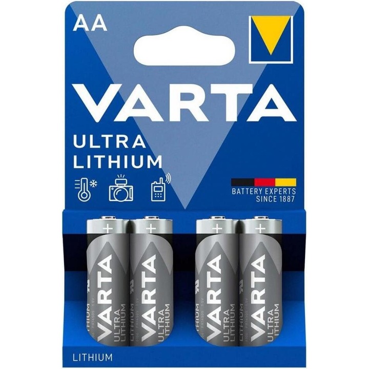 Baterie litiu Varta L91, 1.5V, set de 4 bucati, AA
