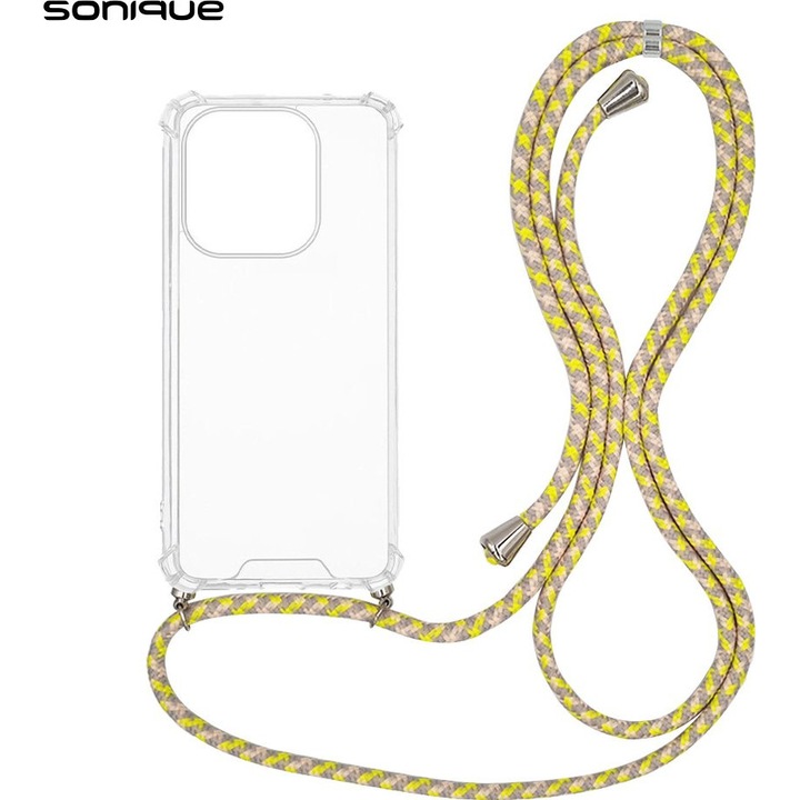 Husa telefon Sonique Armor Clear, antishock, galben, pentru Oppo A40