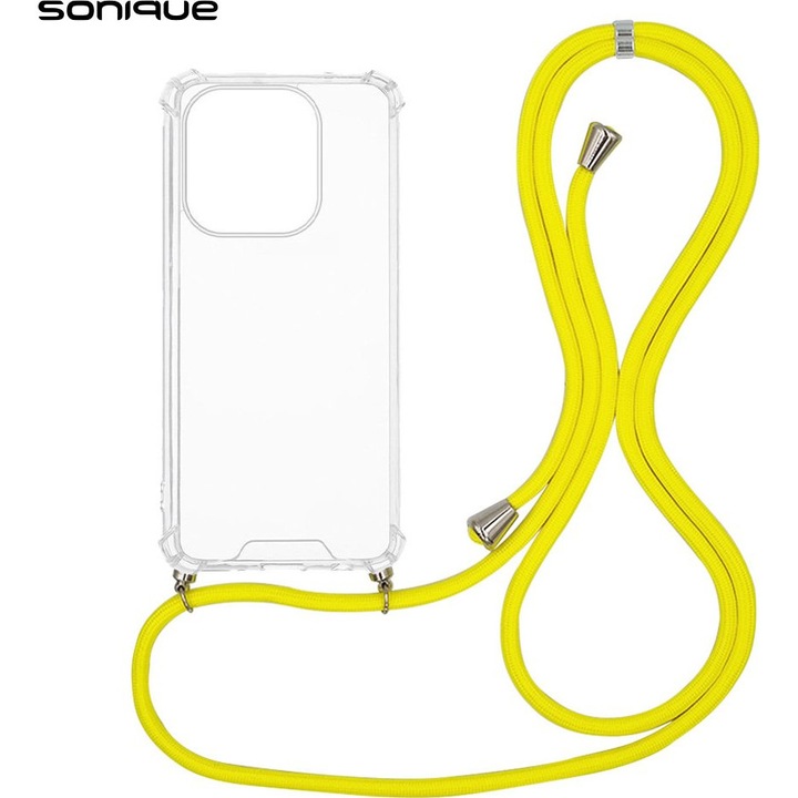 Husa telefon Sonique Armor Clear, antishock, galben, pentru Oppo A40