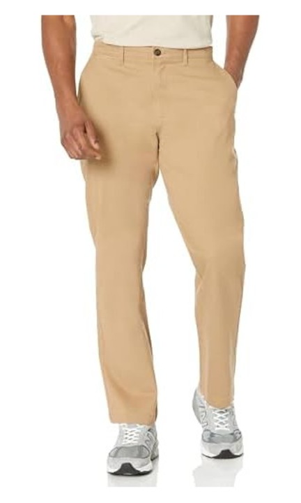 Pantaloni chino barbati, Amazon Essentials, croiala slim, elasticitate, kaki, bumbac, L INTL