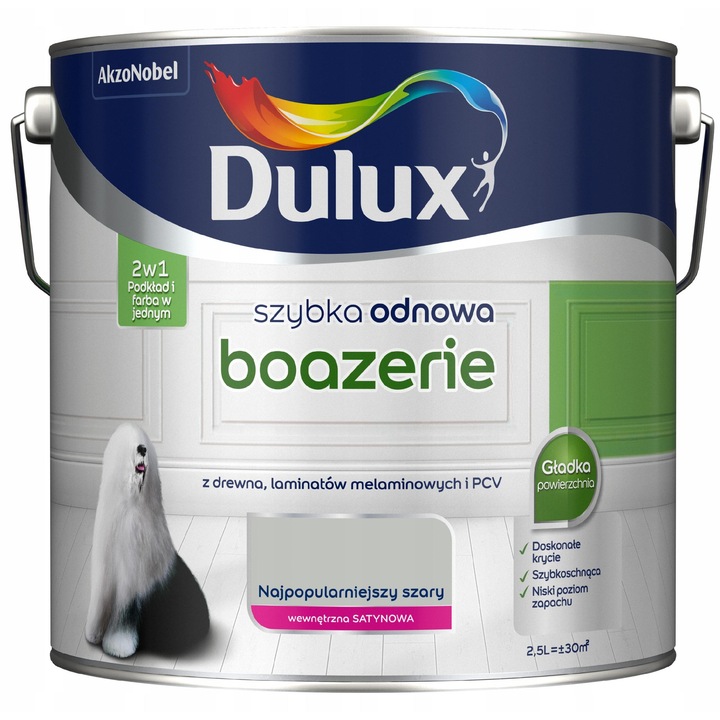 Festék lambériához, AkzoNobel, Legnépszerűbb Szürke, selyemfényű, 2,5L