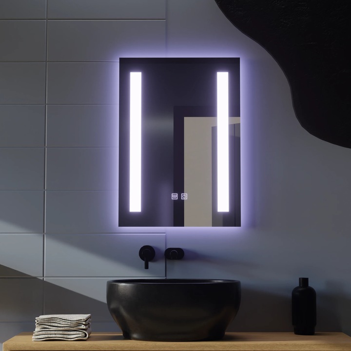 Oglinda LED Rectangulara 24 W, 50*70, Lumina rece, Touch, Dezaburire