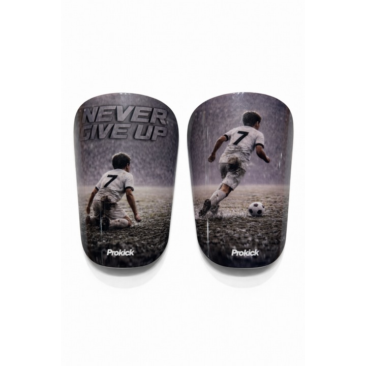 Ochranitei Prokick Mini, set 2 bucati, fotbal, S, 8x6cm, design motivant "Never Give Up"