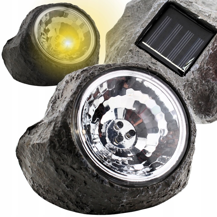 Lampa solara LED Matisto, design piatra, 12x10cm, rezistenta la intemperii, senzor de intuneric