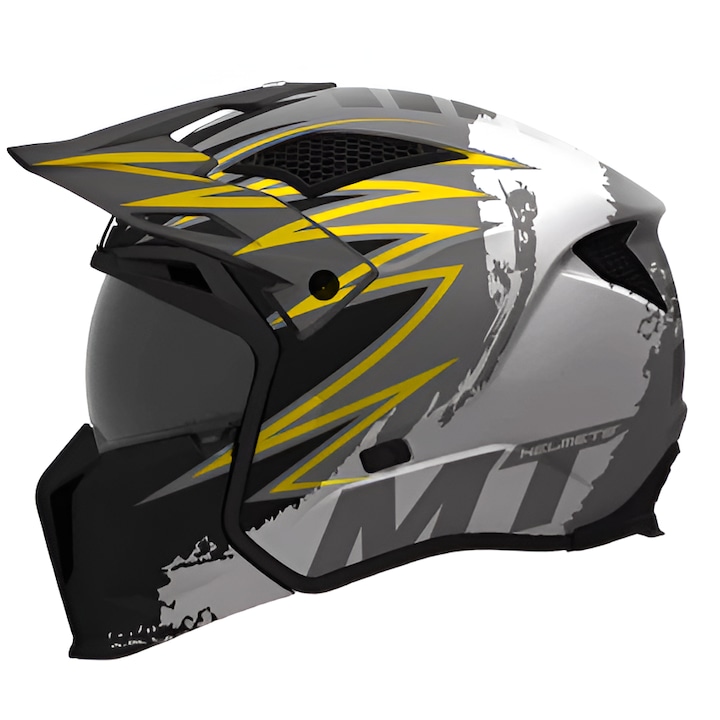 Casca moto, atv MT Streetfighter Tackle gri mat cu ochelari soare integrati si masca protectie barbie detasabile, XL 61-62cm