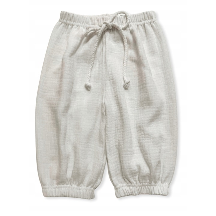 Pantaloni Dartomik, bumbac 100%, elastic in talie, alb, copii, Alb