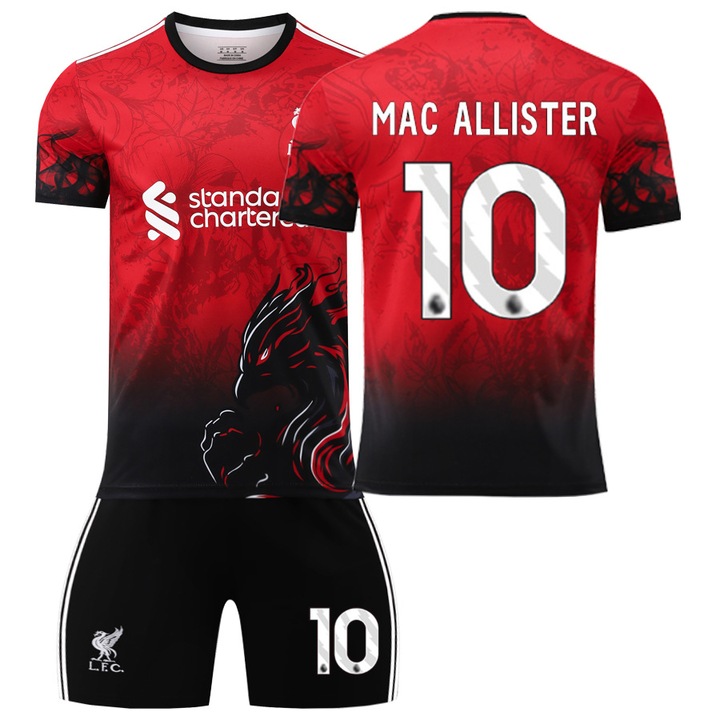 2026-os Liverpool Special Edition piros mez szett, 10-es MAC ALLISTER mezzel, légáteresztő poliészter anyagból, XXXL méretben