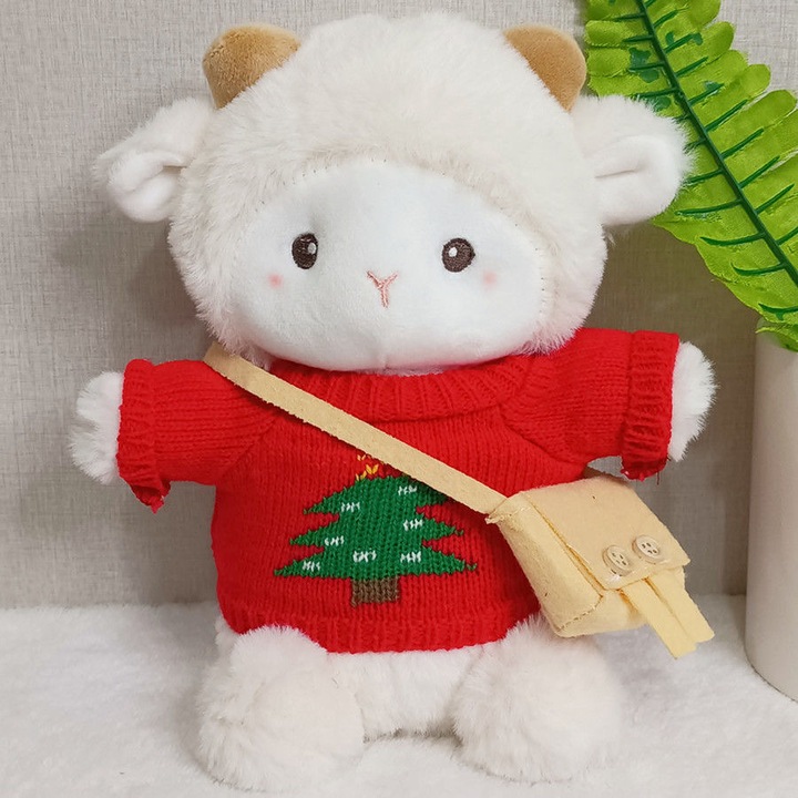 Jucarie de plus, urs dragut, 23cm, pulover rosu, set cu geanta superficiala