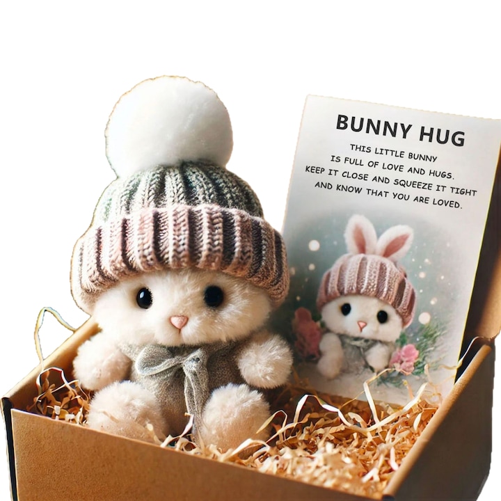 Iepuras de plus mini, gri, 18x10x8cm