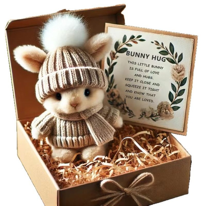 Iepuras de plus mini, 18x10x8cm, khaki