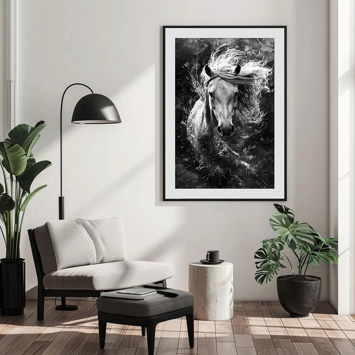 Tablou Inramat, VIZIO, Gratie si Forta, alb-negru, 30x40cm