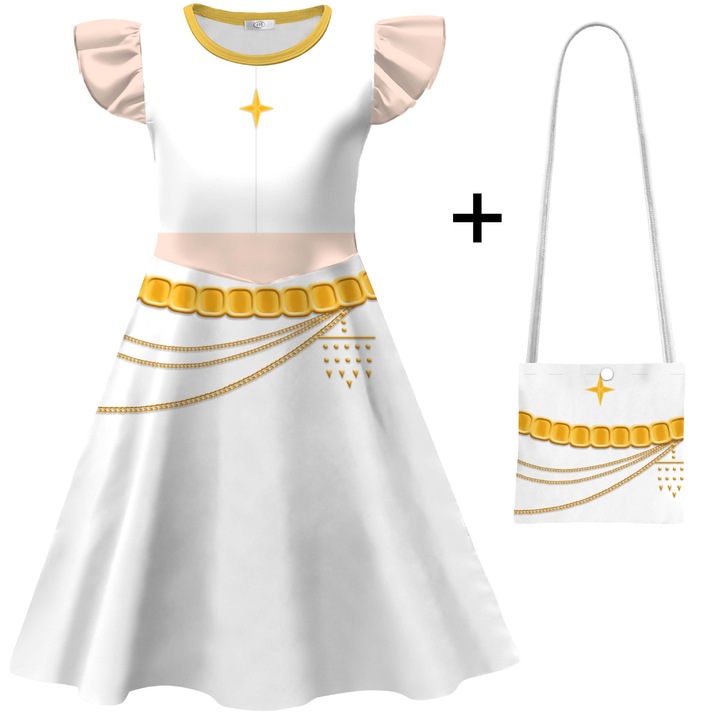 Rochie de carnaval pentru fete, costum K-POP, manson fluture, set cu geanta, 120cm