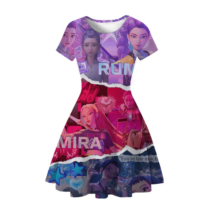 Rochie fete, imprimeu 3D Demon Hunter, petrecere, multicolor