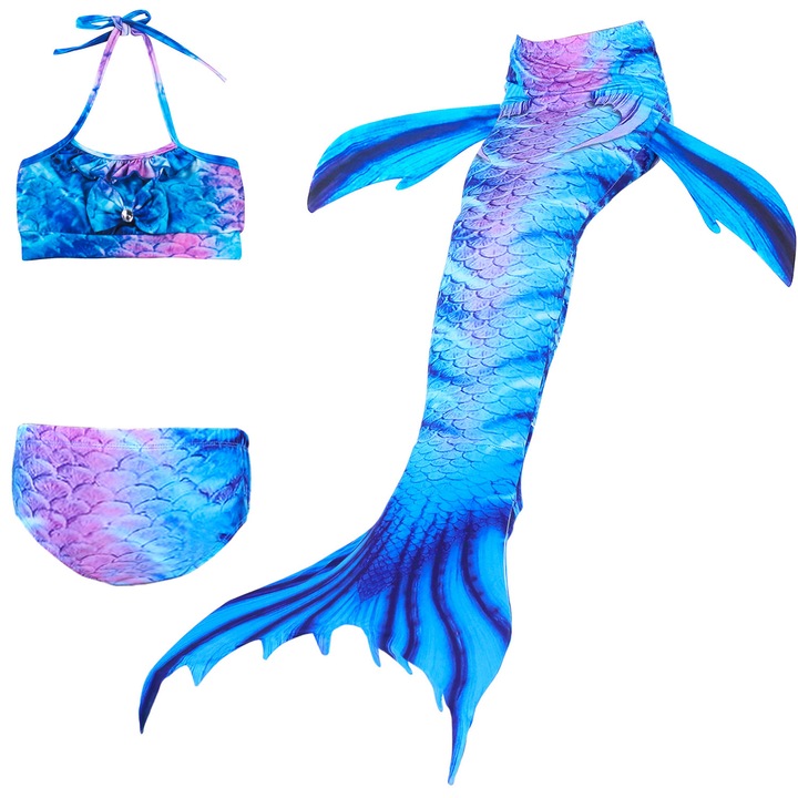 Gyermek fürdőruha szett, 3 részes, sellő, kék