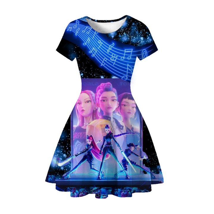 Rochie petrecere fetite, model Kpop Demon Hunter Huntrix multicolor