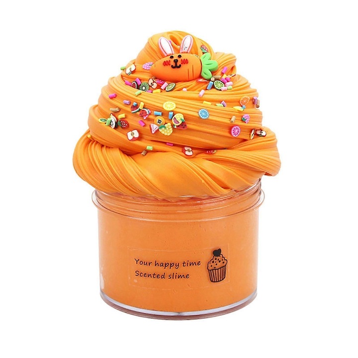 Jucarie interactiva copii, slime rosu parfumat, moale, elastic, set cu toppinguri dragute