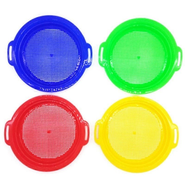 Set 4PCS Sita pentru nisip, jucarii pentru plaja, rosu, albastru, galben, verde