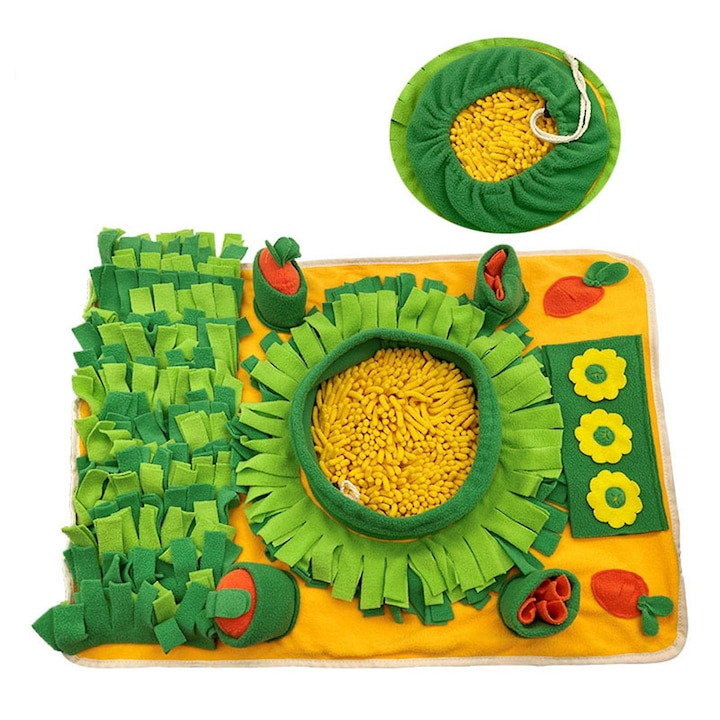 Интерактивна постелка за кучета, постелка за бавно хранене, играчка пъзел, многоцветна, 50x40cm