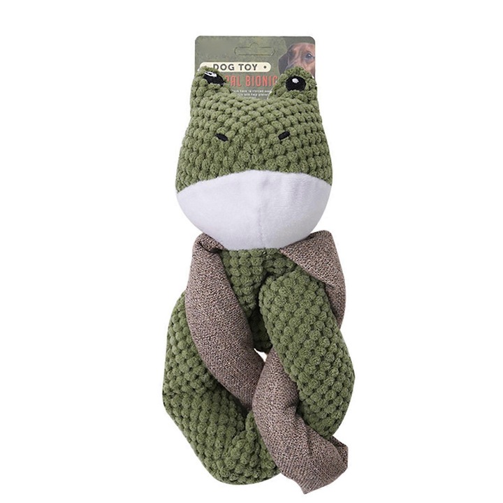 Jucarie pentru caini din plus indestructibila, broasca, verde