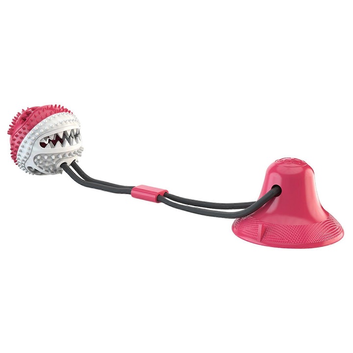 Dispenser interactiv de recompense pentru caini, jucarie cu ventuza, jucarie rezistenta pentru stimulare mentala