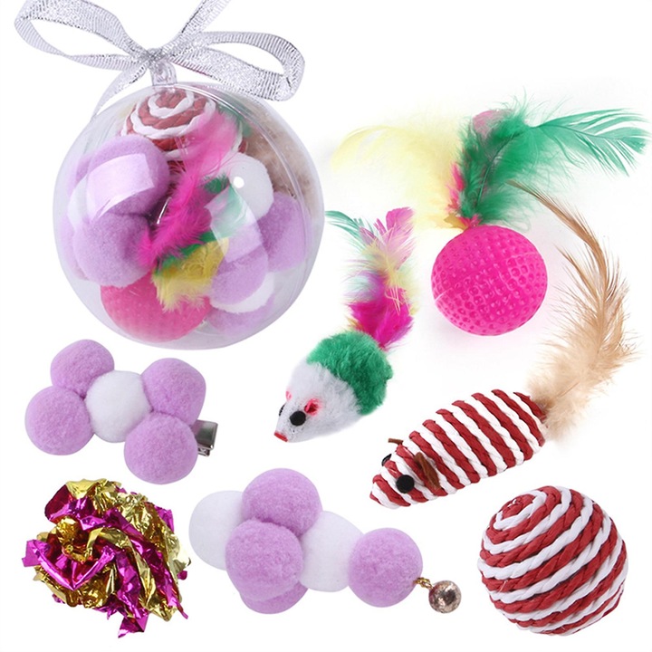 Set jucarii interactive pentru pisici, multicolor