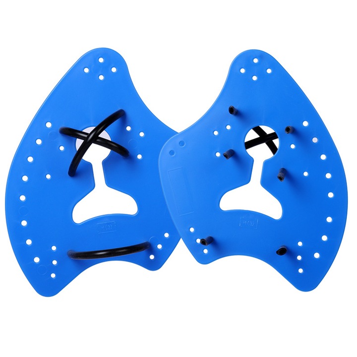 Paddle-uri de inot, marimea L, culoare albastra, set pentru cresterea puterii de inot