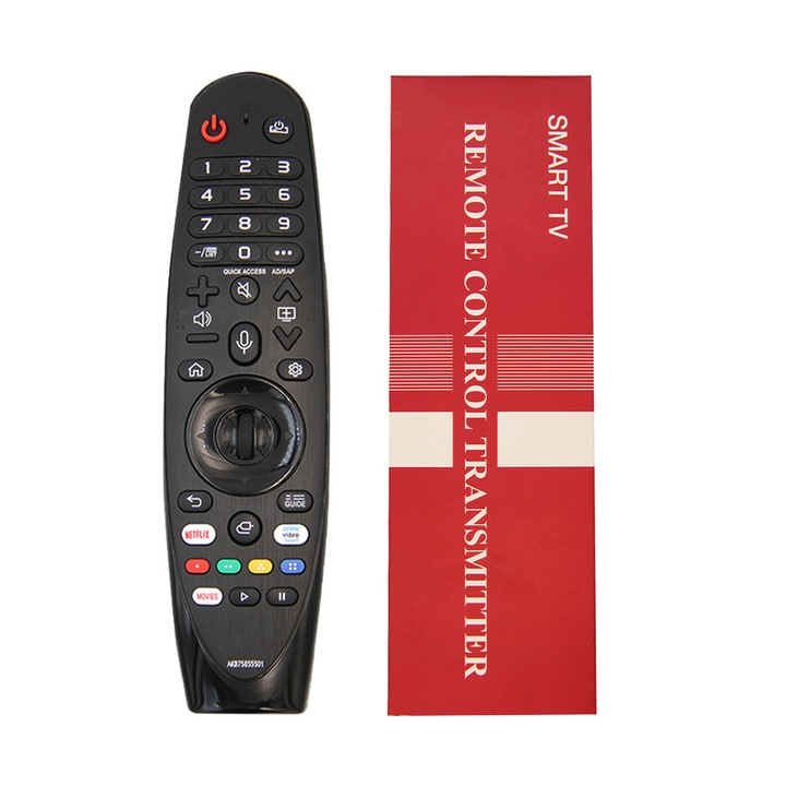 LG MR19 TV távirányító, hangvezérlés, piros doboz, gyorsgombok, fekete