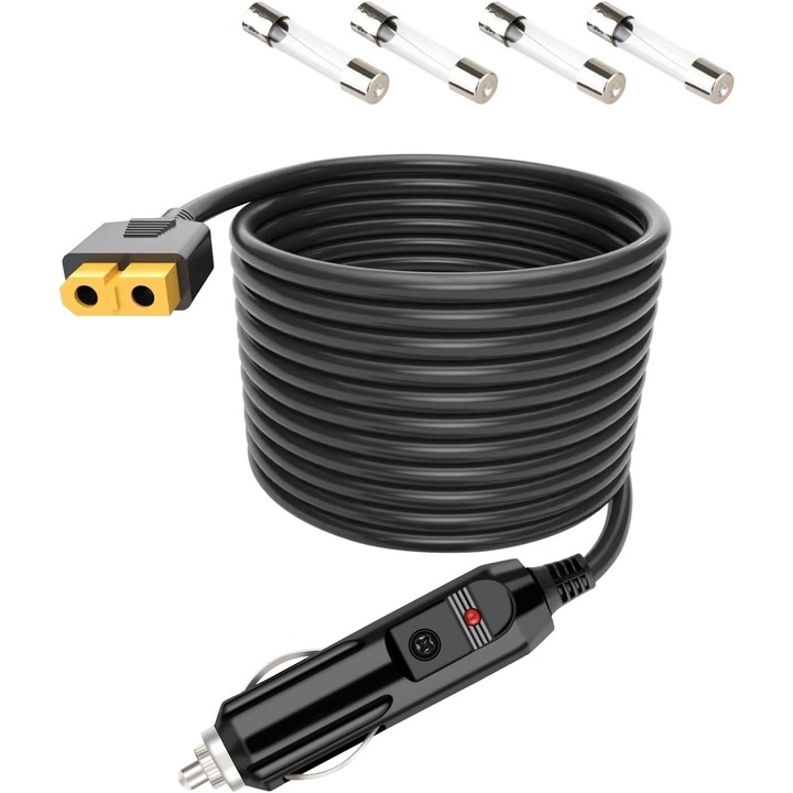 XT60 hosszabbító kábel autós töltőhöz, 2m, 12V/24V, kompatibilis S2000 Pro, Anker 757/767, Bluetti EB55, EcoFlow Delta napelemes generátorokkal